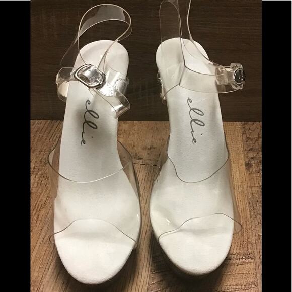 ELLIE CLEAR 2” LUCITE PLATFORM OPEN TOES EXOTIC DANCER 6” HIGH HEELS Size 10M - Picture 13 of 14